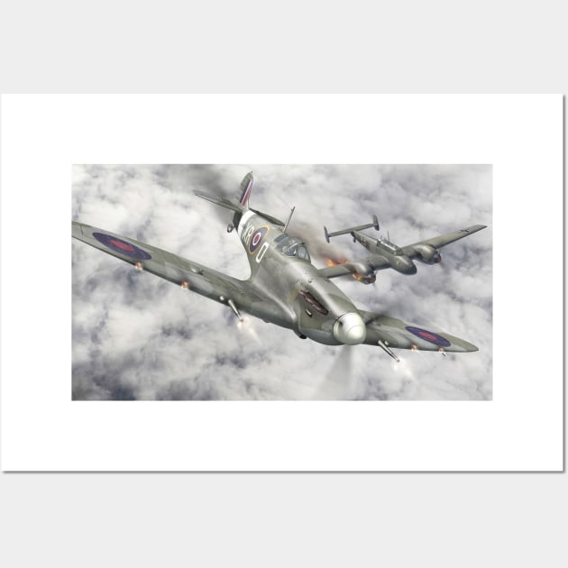 RAF Spitfire vs Bf110 Wall Art by Aircraft.Lover